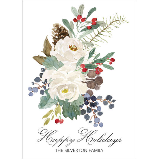 Christmas Floral Flat Holiday Cards